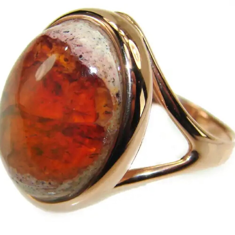 Waves of Fire Mexican Fire Opal Sterling Silver Solitaire Ring